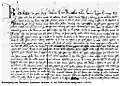 Textul scris pe Diploma andreană de la 1224, document medieval care conferă o serie de drepturi pentru coloniștii sași din Transilvania