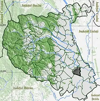 Amplasarea în cadrul județului