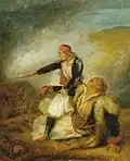 Băiețel grec apărându-și tatăl rănit. Ary Scheffer, 1827.