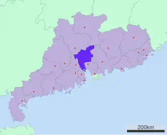 Местоположение в провинции Гуандун