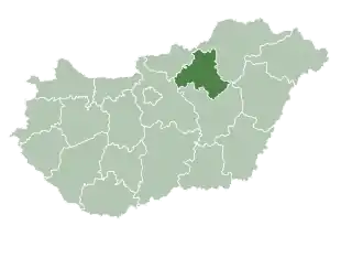 Poziția regiunii Heves megye