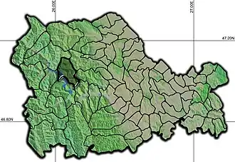 Amplasarea în cadrul județului