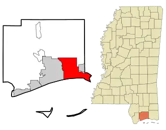 Localizare în Harrison County și Mississippi