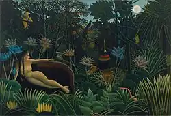 Visul; de Henri Rousseau; 1910; ulei pe pânză; 204,5 × 298,5&nbsp;cm; Muzeul de Artă Modernă (New York City)