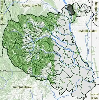 Amplasarea în cadrul județului