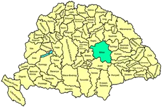 Hartă de poziționare pentru Comitatul Bihor (Bihar)
