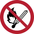 Semn de interzicere P003: Interzis foc și fumatul