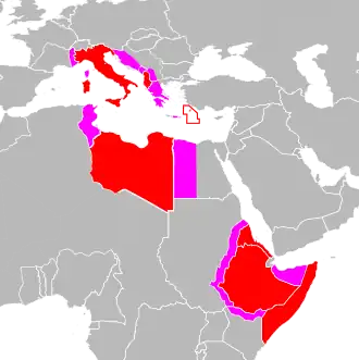 Imperiul colonial italian la apogeu în 1941