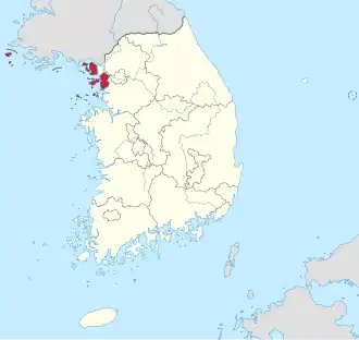 Poziția localității Incheon