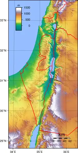 Harta topografică a Israelului