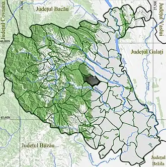 Amplasarea în cadrul județului