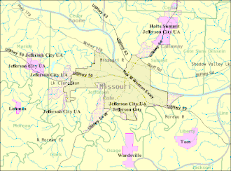 Hartă de poziționare pentru Jefferson City, Missouri