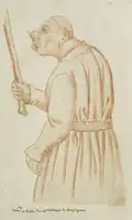 Caricature of a court jester of Philip the Good, Duke of Burgundy, in the Recueil d'Arras, a 16th ct. collection of portraits copied by Jacques de Boucq
