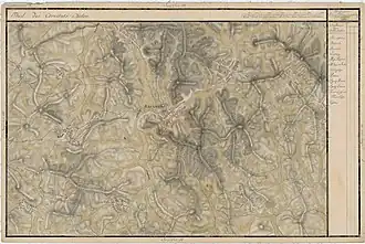 Teaca pe Harta Iosefină a Transilvaniei, 1769-1773.(Click pentru imagine interactivă)