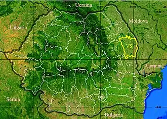 Poziția geografică a Județul Vaslui