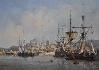 Jules Noël: Le port de Fécamp (ulei pe pânză, 1877, musée municipal Frédéric Blandin, Nevers).