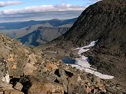 Partea estică a văii Kaffedalen, sub vârful Kebnekaise