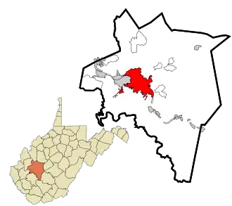 Localizare în Kanawha County și statul Virginia de Vest