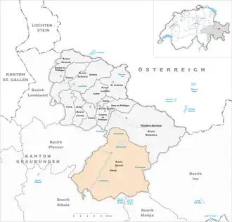 Poziția localității Davos