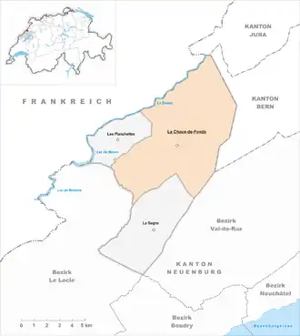 Poziția localității La Chaux-de-Fonds