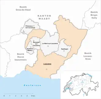 Poziția localității Lausanne