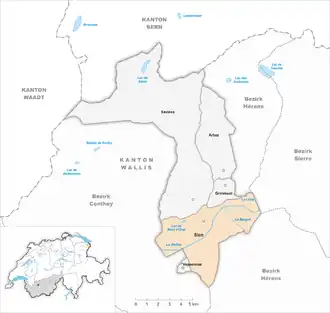 Poziția localității Sion