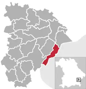 Poziția oraș Burghausen pe harta districtului Altötting