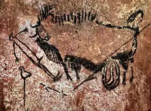 Faimoasa scenă din peştera Lascaux: un bărbat cu cap de pasăre și bizon (cca. 15.000-20.000)