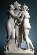 Le tre Grazie (Cele Trei Grații); de Antonio Canova; 1815-1817; marmură; 173 × 97,2 × 57&nbsp;cm; Muzeul Victoria și Albert (Londra)