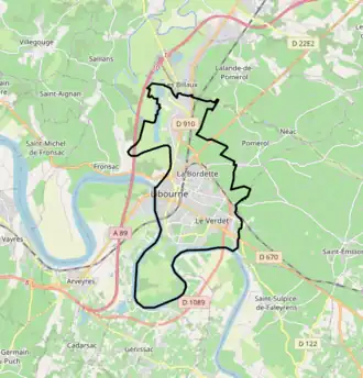 Poziția localității Libourne