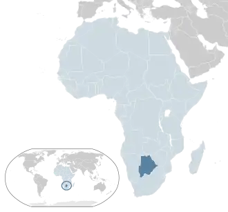 Locația statului Botswana în Uniunea Africană