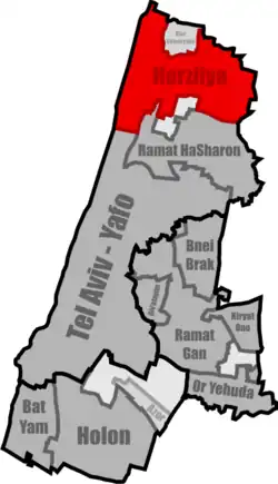 Poziția localității Herzliya