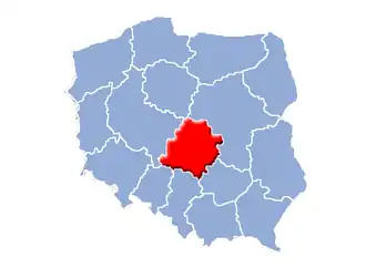 Poziția regiunii Voevodatul Łódź  (Województwo łódzkie)