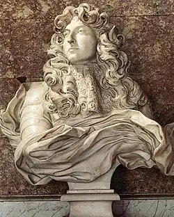 Bustul lui Ludovic al XIV-lea; de Gian Lorenzo Bernini; 1665; marmură; 105 × 99 × 46 cm; Palatul de la Versailles