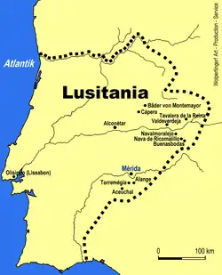 Poziția localității Lusitania