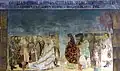 Frescă de pe clădirea clisiarniței - Aducerea moaștelor Sfântului Ioan la Suceava și întâmpinarea lor de către Alexandru cel Bun