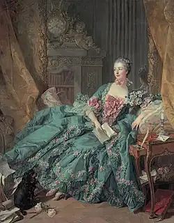 Madame de Pompadour; de François Boucher; 1756; ulei pe pânză; 2,01 x 1,57 m; Alte Pinakothek (München, Germania)