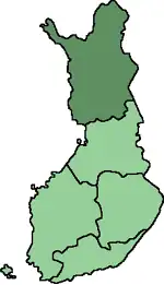 Poziția localității Provincia Laponia