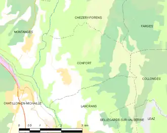 Poziția localității Confort