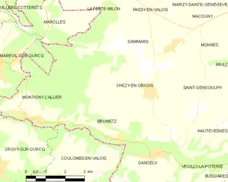 Poziția localității Chézy-en-Orxois