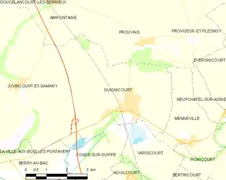 Poziția localității Guignicourt