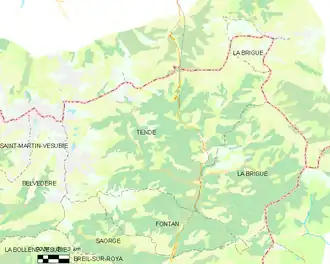 Poziția localității Tende