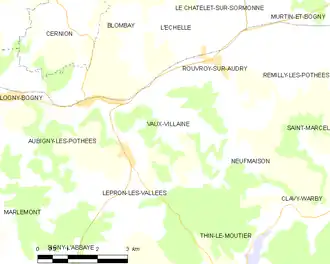 Poziția localității Vaux-Villaine