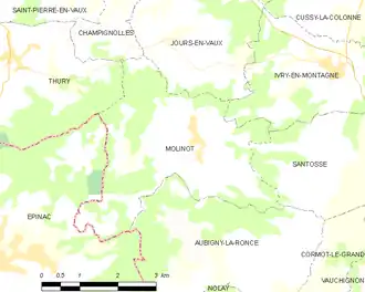 Poziția localității Molinot