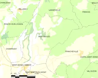 Poziția localității Vaux-Saules