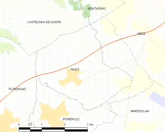 Poziția localității Pinet