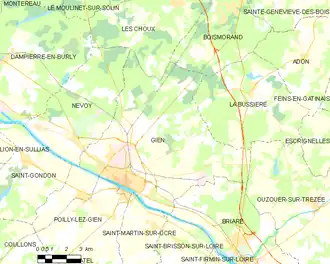 Poziția localității Gien