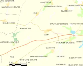 Poziția localității Valmy