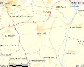 Poziția localității Bourbourg