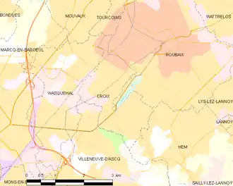 Poziția localității Croix